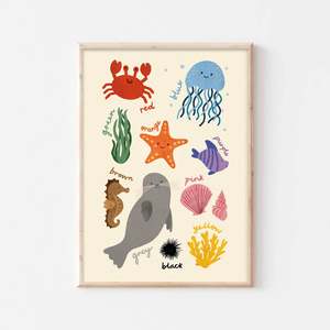 Colours Underwater Print - Modern Educational Kid's Art