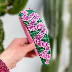 New: Green Snake Beaded Headband