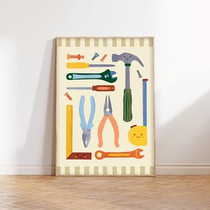 Childrens Decor: Tool Time Print - Modern Construction Kid's Art Nursery