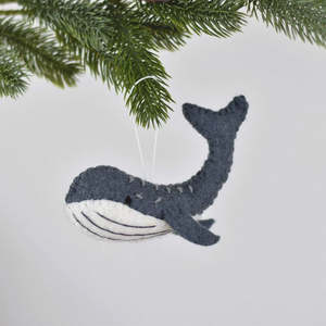 Felt Whale Decoration - Grey