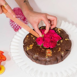Valentines: FLOURLESS DARK CHOCOLATE GOLD FOIL CAKE