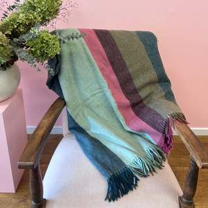 Block Stripe Pink & Green 100% Merino Throw