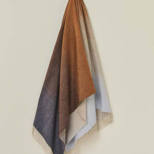 Cushions Blankets Throws: Ombre Stripe Navy & Rust 100% Merino Throw