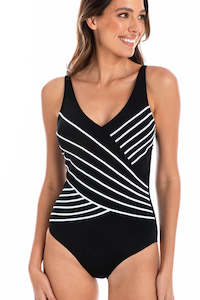 TOGS Chlorine Resistant Black Cross over Swimsuit