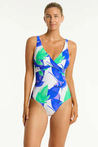 all swimwear: Sea Level Sublime Cross Front One Piece (Cobalt)