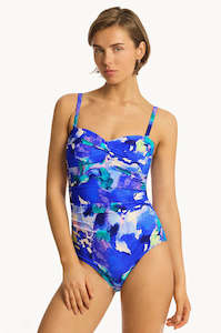 Sea Level Cascade Twist Bandeau One Piece Swimsuit (Cobolt)
