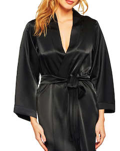 Dressing Gowns: Essence Satin Robe 051R (Black) (Midnight Navy) (Vanilla)