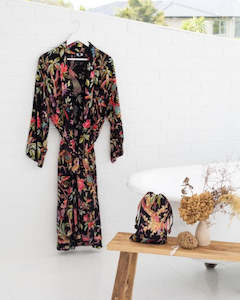 Sleepwear: Floressents Paradise Diamond Kimono Robe (Black)