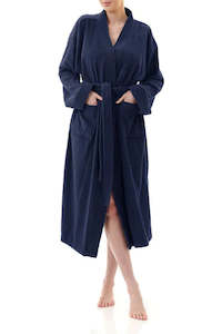 Dressing Gowns: Givoni 9DG63 Mid Length Unisex Cotton Towelling  Robe (White)  (Navy)