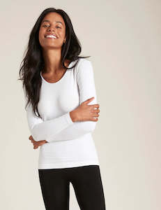 Loungewear: Boody Long Sleeve Bamboo Top (White, Black)