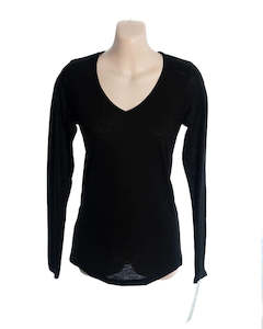 Zenza 100% Merino Long Sleeve Top - V Neck 751TLV (Winter) (Black)
