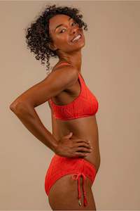 Bikini Tops: Piha Gelato Scoop Neck Bralette Bikini Top (Black) (Flame)