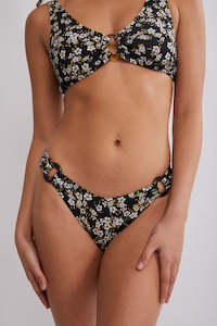 Bikini Bottom: Piha Ring Trim High Leg Bikini Pant MYO (Black)