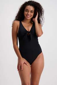 One Piece Swimsuit: Moontide  M4903CN  Contours Underwire Tie Front One Piece Swimsuit (Black)