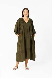 BOHO MATA MIDI DRESS (KHAKI)