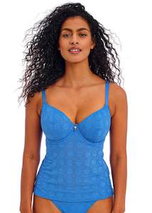 Tankini Tops: Feya Nomad Nights Plunge Tankini Top (Atlantic Blue)