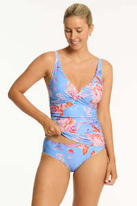 Sea Level Cross Front Tankini Top - Indochine light blue