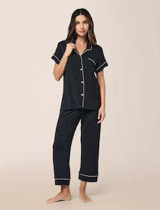 Pyjamas: Papinelle Kate Modal Soft Crop PJ (Black)