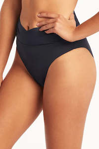 Bikini Bottom: Sea Level Eco Essentials Wrap High Waist Pant (Black) (Night Sky)