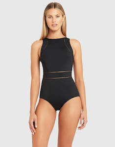 One Piece Swimsuit: Sea Level  Eco Essentials High Neck Multifit One Piece Swimsuit (Black)