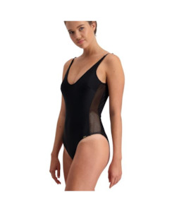 Piha Side Mesh Swimsuit (Black)