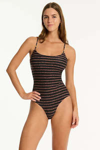 Sea Level Riptide Scoop Neck One Piece (Black)