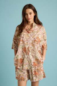Sleepwear: Papinelle Karen Walker Lillies Flowy Boxer PJ Set (Lily Pink)