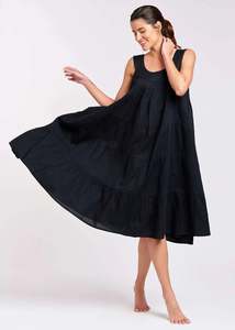 Nighties: Arabella MD764 Nightie/Dress – Black Tiered Dress (Black)