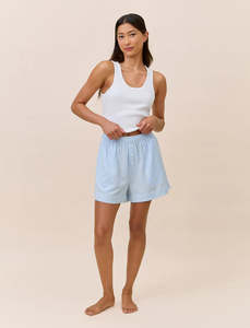 Pyjamas: Papinelle Sabrina Stripe Boxer & Singlet Set (Blue Bell)
