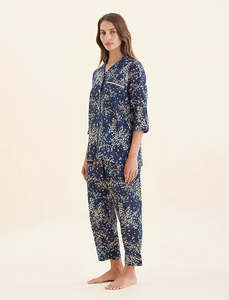 Pyjamas: Papinelle Cheri Blossom Crop PJ Set (Navy)