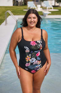 Mastectomy: Capriosca Chlorine Resistant One Piece Carnival  (Black)