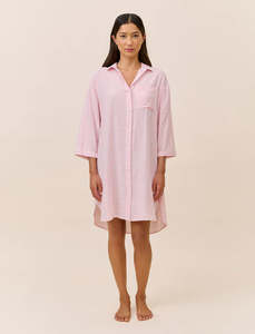 Papinelle Sabine Seersucker Stripe Nightshirt (Pink Lemonade)
