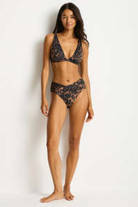 Swimwear: Sea Level Savanna Plunge Bikini Top (Chocolate)