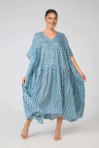 Nighties: Arabella MD 85 F6  Free size dress (Turquoise Blue Paisley)