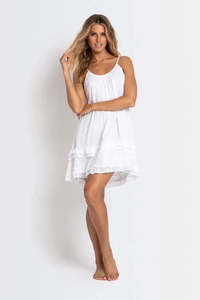 Resortwear: Sunseeker Resort Ruffle Beach Dress - White