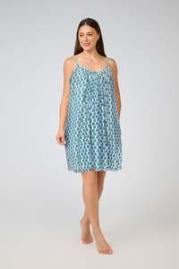 Arabella MD 866 F6  Short Nightie/ Dress (Turquoise Paisley)