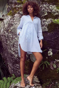 Resortwear: Sunseeker Summer Stripe Painters Shirt - Blue