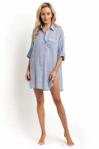 Sunseeker Summer Stripe Button Through Shirt (Blue)