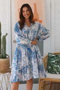 Resortwear: Peacock Feather Dress PT0026 (Blue)