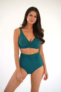 Moontide M7240CN High Waist Gathered Bikini Bottom (Evergreen)
