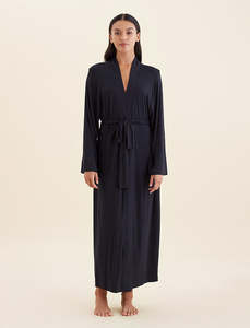 Dressing Gowns: Papinelle Kate Modal Soft Maxi Robe (Black)