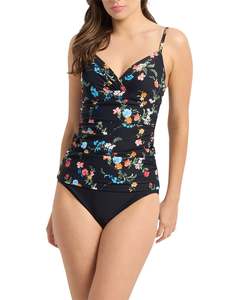 Sunseeker Japan Soft Twist Ruched Tankini Top (Black)