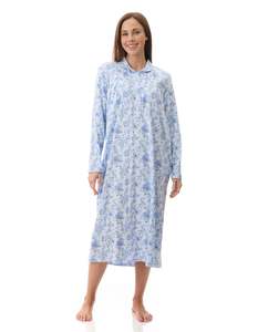 Givoni 7LK91M - Mira long collared nightie (Blue)