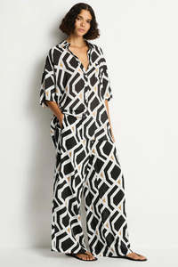 Sea Level Costa Aloha Shirt (Black Print)