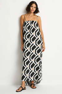 Sea Level Costa Bandeau Maxi Dress  - (Black Print)