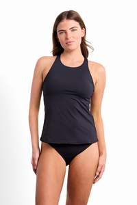 Mastectomy: Poolproof Barbados Mastectomy Friendly High Neck Tankini Top - Chlorine Resistant (Black)