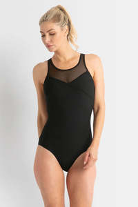 Mastectomy: Poolproof Barbados Cross One Piece Mastectomy Friendly Swimsuit - Chlorine Resistant (Black)