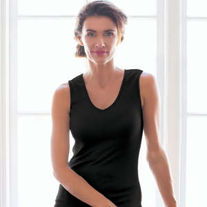 Zenza Sleeveless V Neck  merino Wool Tank Singlet (Black, Winter White)