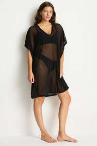 Sea Level Essentials Mesh Kaftan (Black)