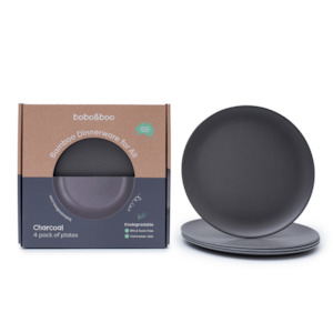 Bobo Amp Boo: Bobo&Boo Large Plates 4 pack - Charcoal Grey